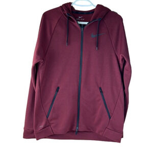 Men's Nike Dri-fit Burgundy Full Zip Hoodie
